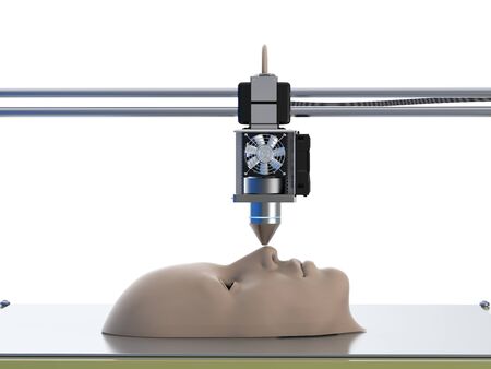 3d rendering 3d printer print human face