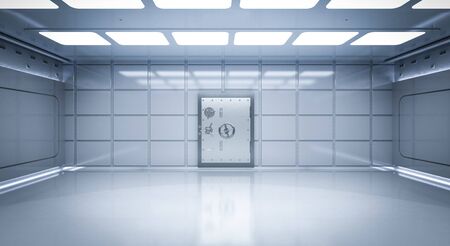 3d rendering interior bank vault with rectangle door closedの写真素材