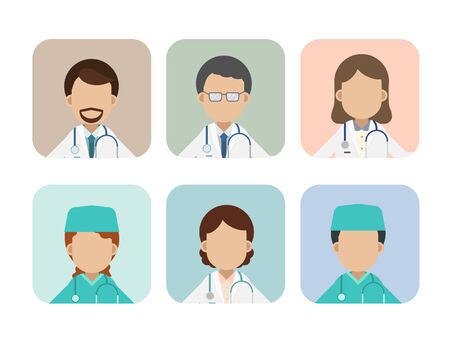 Set of doctor and surgeon characters vector illustrationのイラスト素材