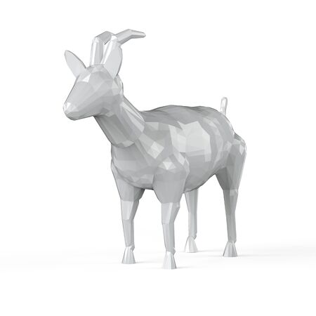 3d rendering whit polygonal goat on white backgroundの写真素材