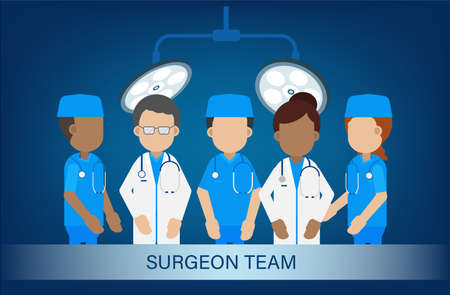 Set of doctor and surgeon characters flat design vector illustrationのイラスト素材
