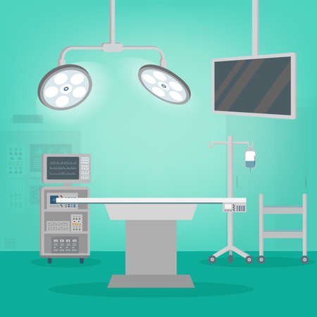 Empty surgery room with medical equipment flat design vector illustrationのイラスト素材