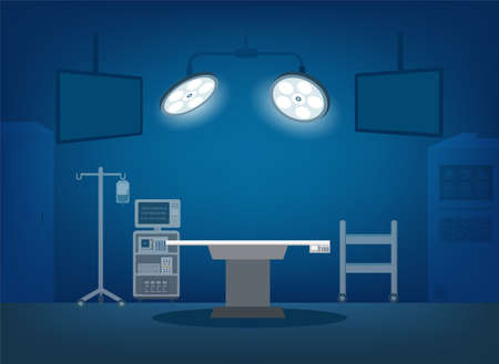 Empty surgery room with medical equipment flat design vector illustrationのイラスト素材