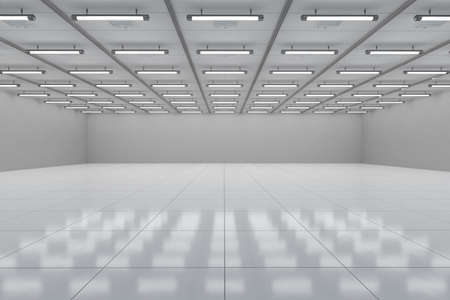 3d rendering empty room with white wall and floor