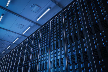 3d rendering server room or data center