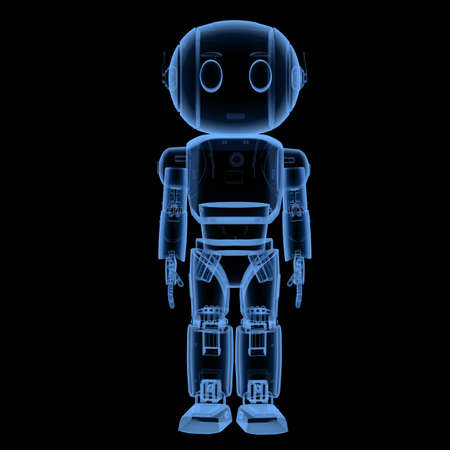 3d rendering x-ray cute artificial intelligence robot with cartoon characterの写真素材