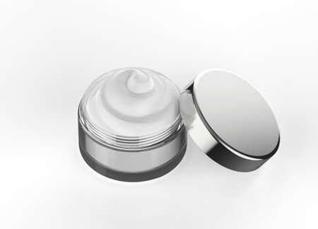3d rendering cosmetic cream in pot or container with capの写真素材
