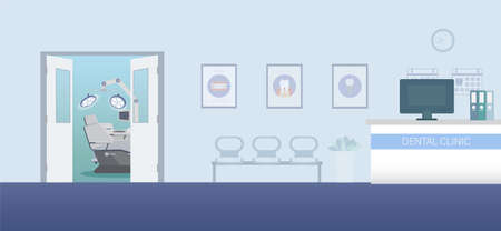 Dental clinic or dental office interior flat design vector illustration&#xD;&#xA;のイラスト素材