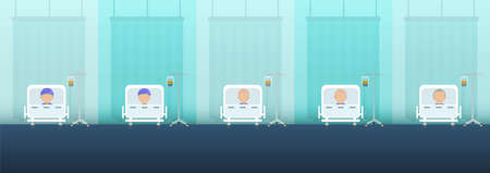 Chemotherapy room with group of patients flat design vector illustration