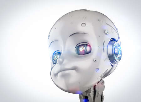 3d rendering cute robot or artificial intelligenceÂ robot with cartoon character