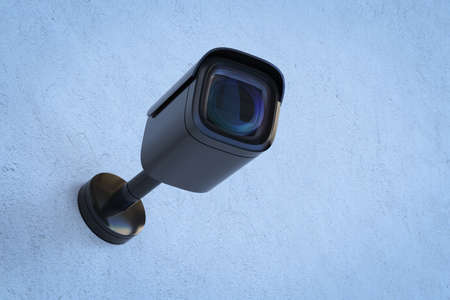 3d renderingÂ security camera or cctv camera on wallの写真素材