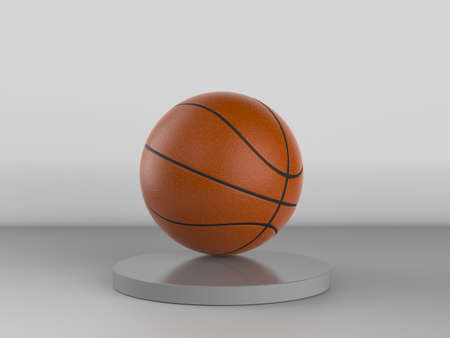 3d rendering basketball ball on grey background