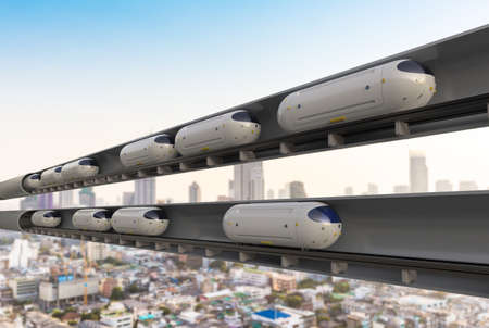 Transportation technology with 3d rendering high speed automation trains in tunnels
