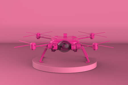 3d rendering pink drone on pink backgroundの写真素材