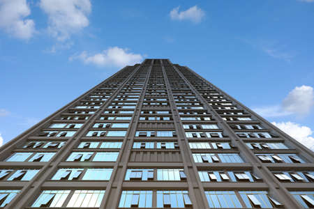 3d rendering high rise building exterior with blue sky