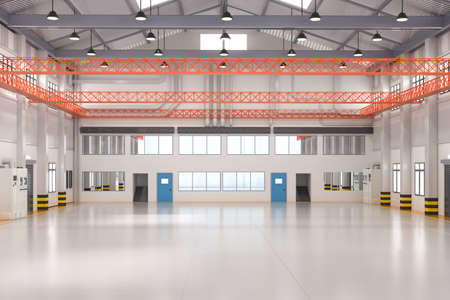 3d rendering empty factory interior or storehouse