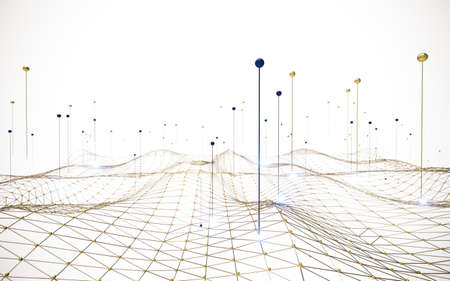 3d rendering big data visualization digital data threads plot network