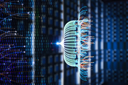 3d rendering big data visualization digital data threads plot network