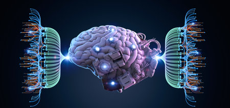 Automation data analytic with 3d rendering robotic brain with digital visualization for big data...