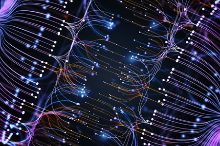 3d rendering big data visualization digital data threads plot network