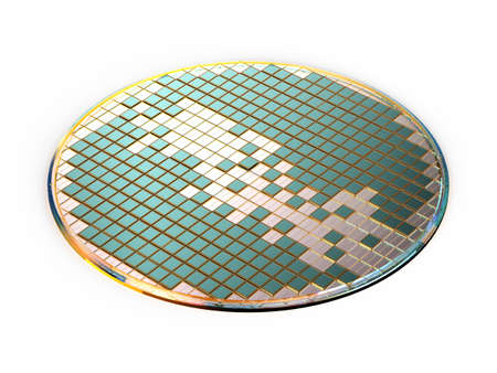 3d rendering silicon wafer plates for semiconductor manufacturingの写真素材