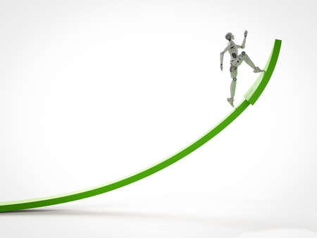 Technology for business opportunity with 3d rendering robot with growth graph