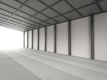 3d rendering empty factory or warehouse space for rentの写真素材