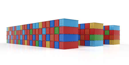 3d rendering stack of containers on white background