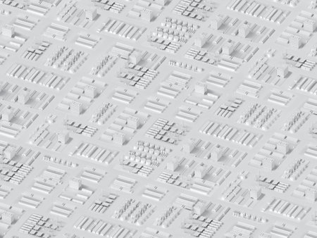 3d rendering white industry model or smart industrial estate park with infrastructure developmentの写真素材