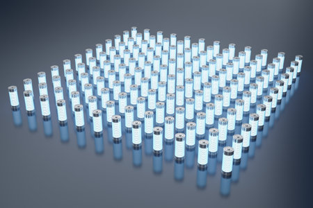 3d rendering group of alkaline and li-ion or rechargeable batteriesの写真素材