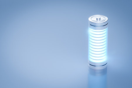 3d rendering group of alkaline and li-ion or rechargeable batteries isolated on white backgroundの写真素材