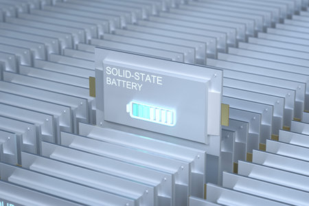 3d rendering group of solid-state or rechargeable batteriesの写真素材