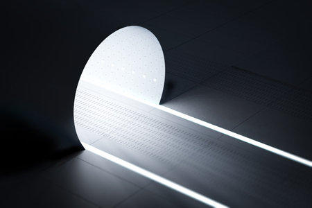 3d rendering empty dark hole or underground tunnel with shining light pathway