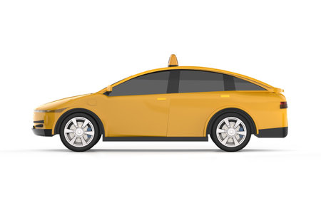 3d rendering yellow ev taxi or electric vehicle on white background