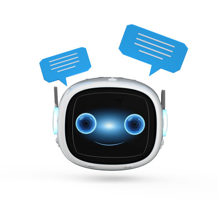 3d rendering chatbot or assistant robot chat with speech bubbleの写真素材