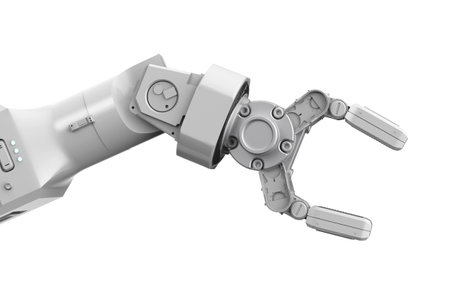 3d rendering white ai robotic arm isolated on white backgroundの写真素材