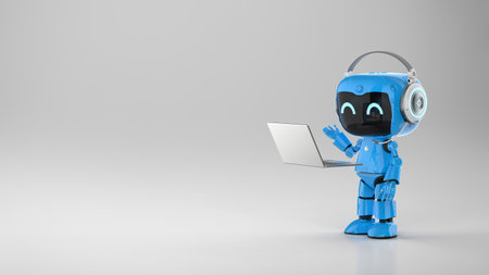 Automation office worker concept with 3d rendering ai personal assistant robot work with computer...