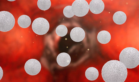 3d rendering white blood cells in vein