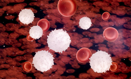 3d rendering white blood cells in vein with hemoglobin cells