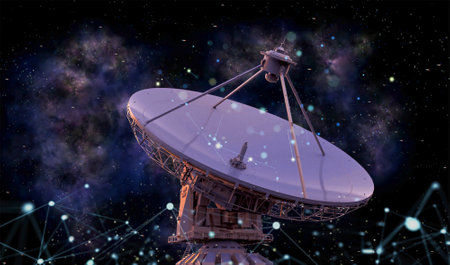 3d rendering satellite dish for digital telecommunicationの写真素材
