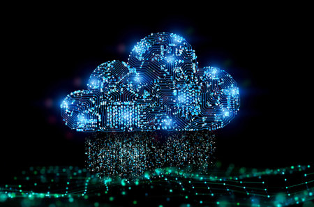 Cloud computing technology with circuit cloud and digital connectionの写真素材