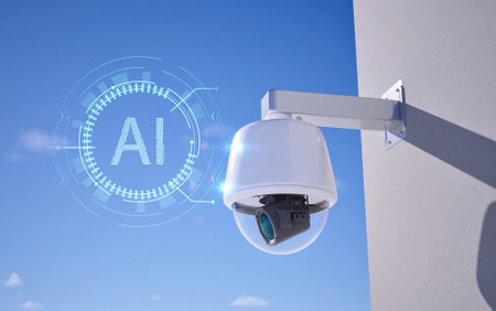 3d rendering security camera or cctv camera with ai technolgy for public safetyの写真素材