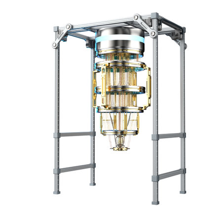 3d rendering quantum computer machine isolated on white