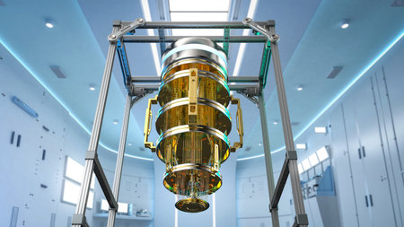 3d rendering quantum computer machine in laboratory