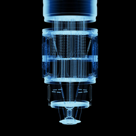 3d rendering x-ray quantum computer machine isolated on blackの写真素材