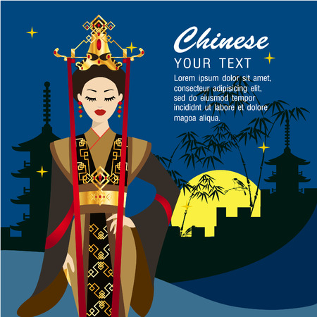 The Chinese beautiful women with backgroundのイラスト素材