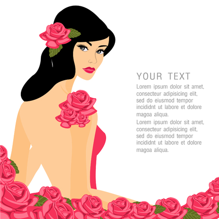 The beautiful  women with roseのイラスト素材