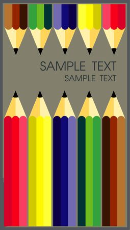 Many colored wooden pencils text on white, vector illustrationのイラスト素材