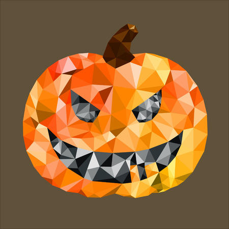 low poly polygon pumpkin for Halloweenのイラスト素材