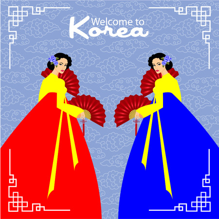 Two beautiful Korea womenのイラスト素材